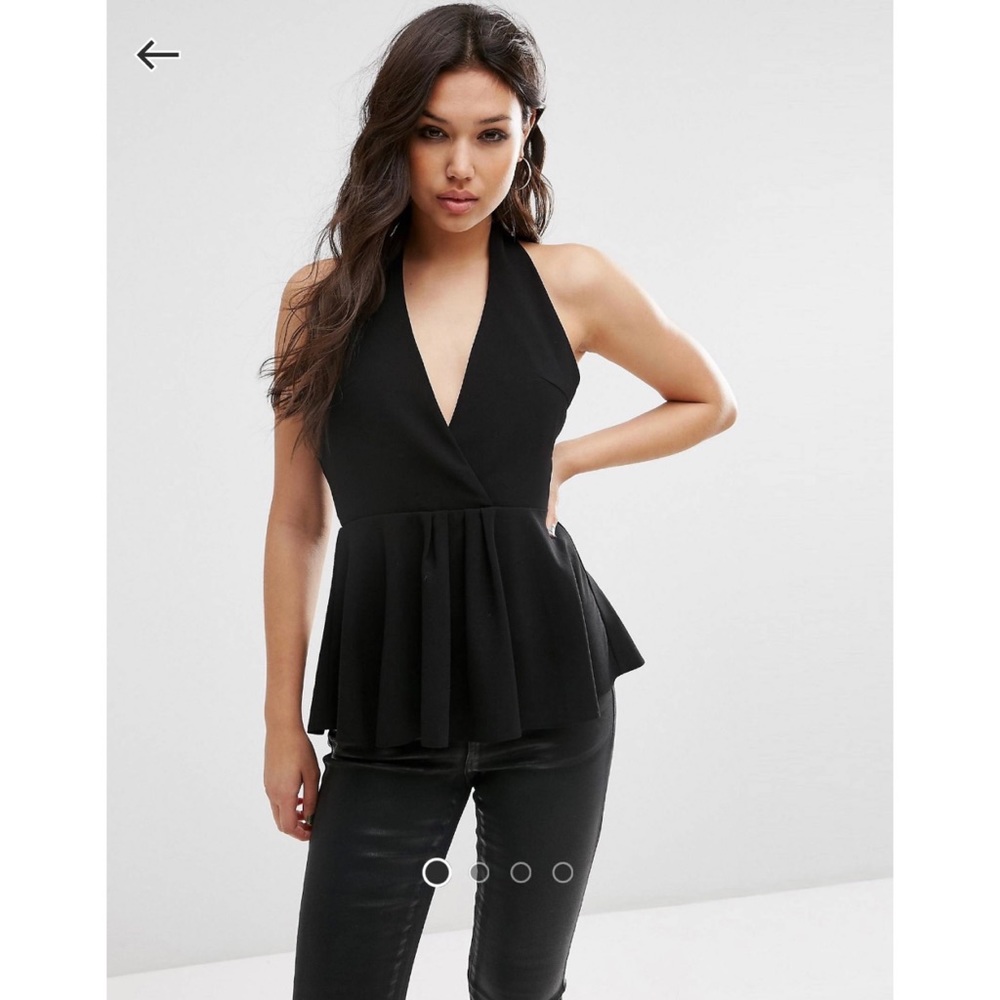 ASOS black plunge neck halter top